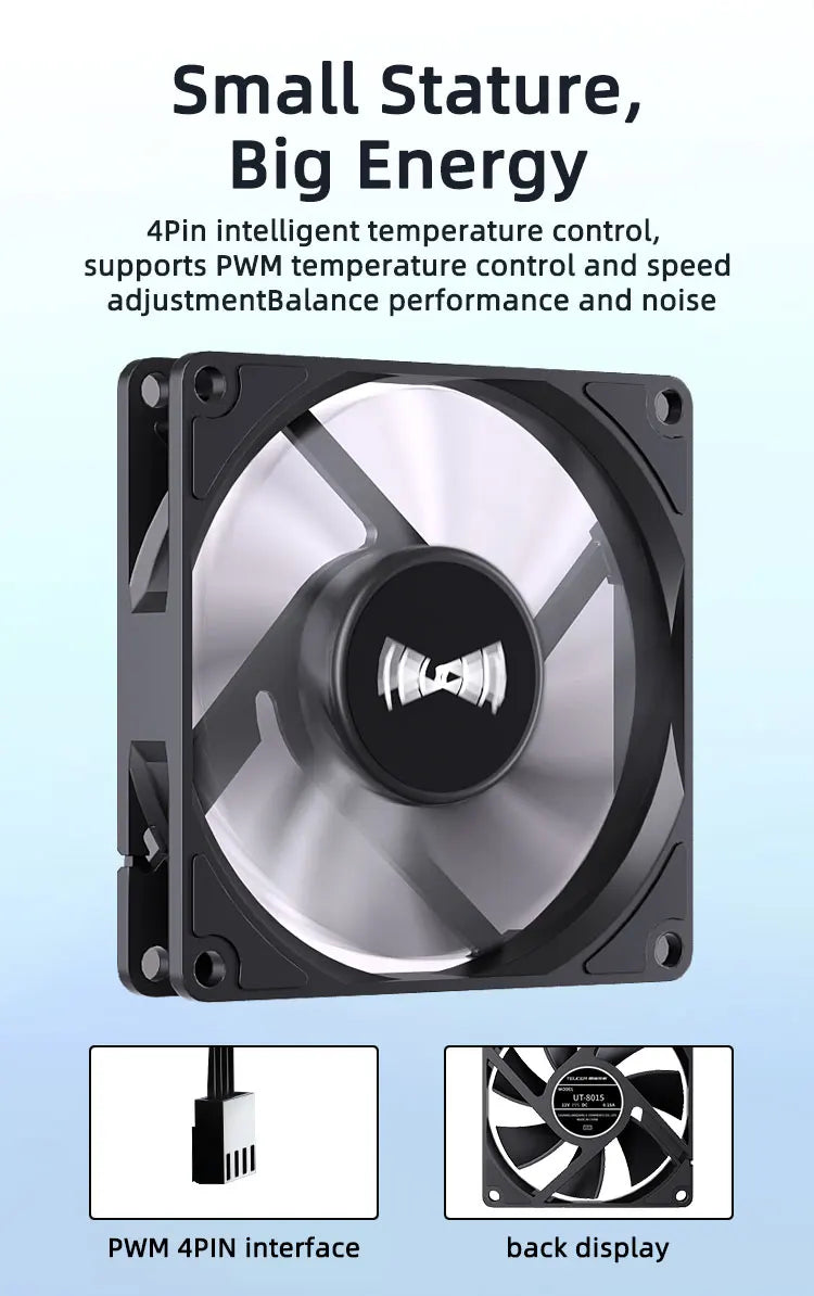 TEUCER 8015 Computer Case Fan 80mm/92mm 4-pin PWM High Airflow Ultra-thin Cooling Fan 1200-3000RPM Cascadable FDB Bearing Fan