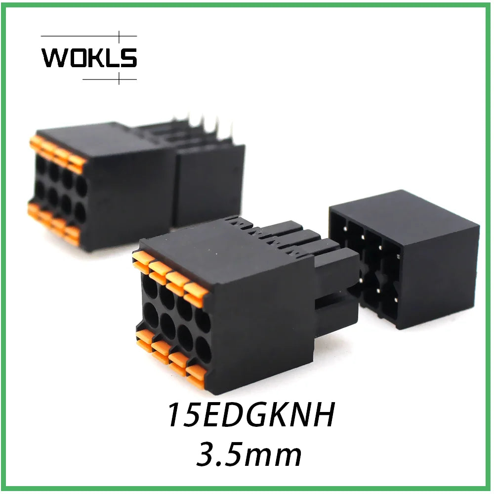 5Set 15EDGKNH KF2EDGKS 3.5mm Double-Layer Spring Plug-in PCB Terminal Block 2EDGSR Black Terminal