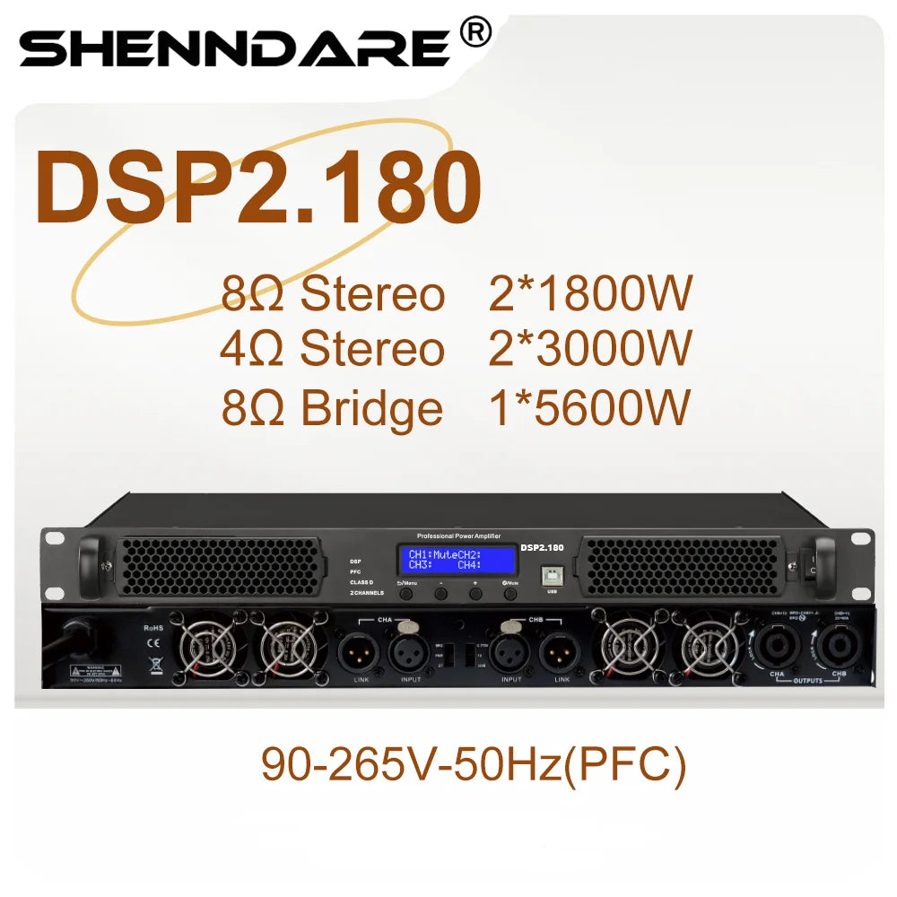ShennDare Professional Digital DSP Power Amplifier 4x1000W 8OHM 4CH Sound Amplifier Processor DJ Subwoofer Line Array Speaker