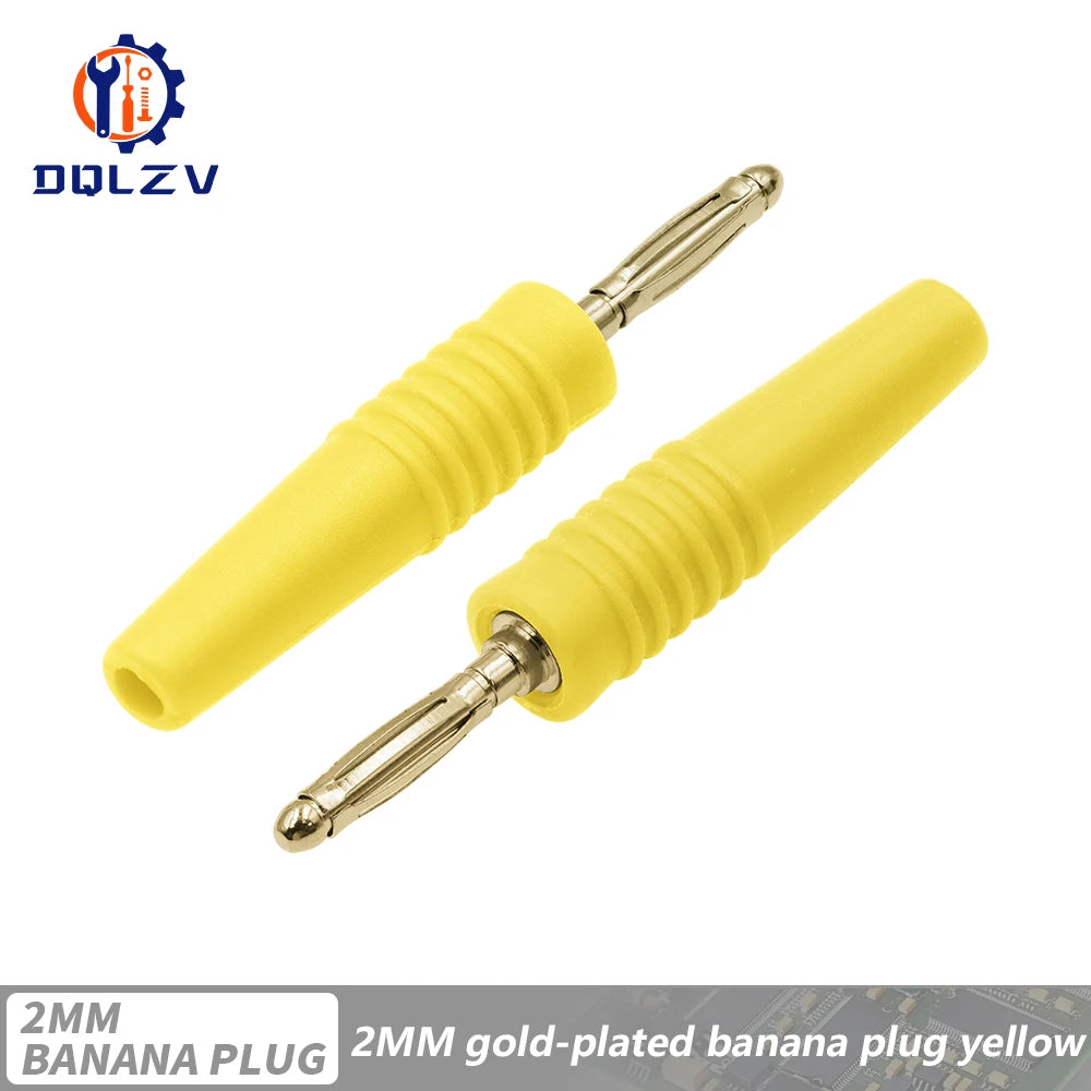 5PCS 2MM Banana Gold Plate Plugs Connectors mini Banana Plug For Banana Socket