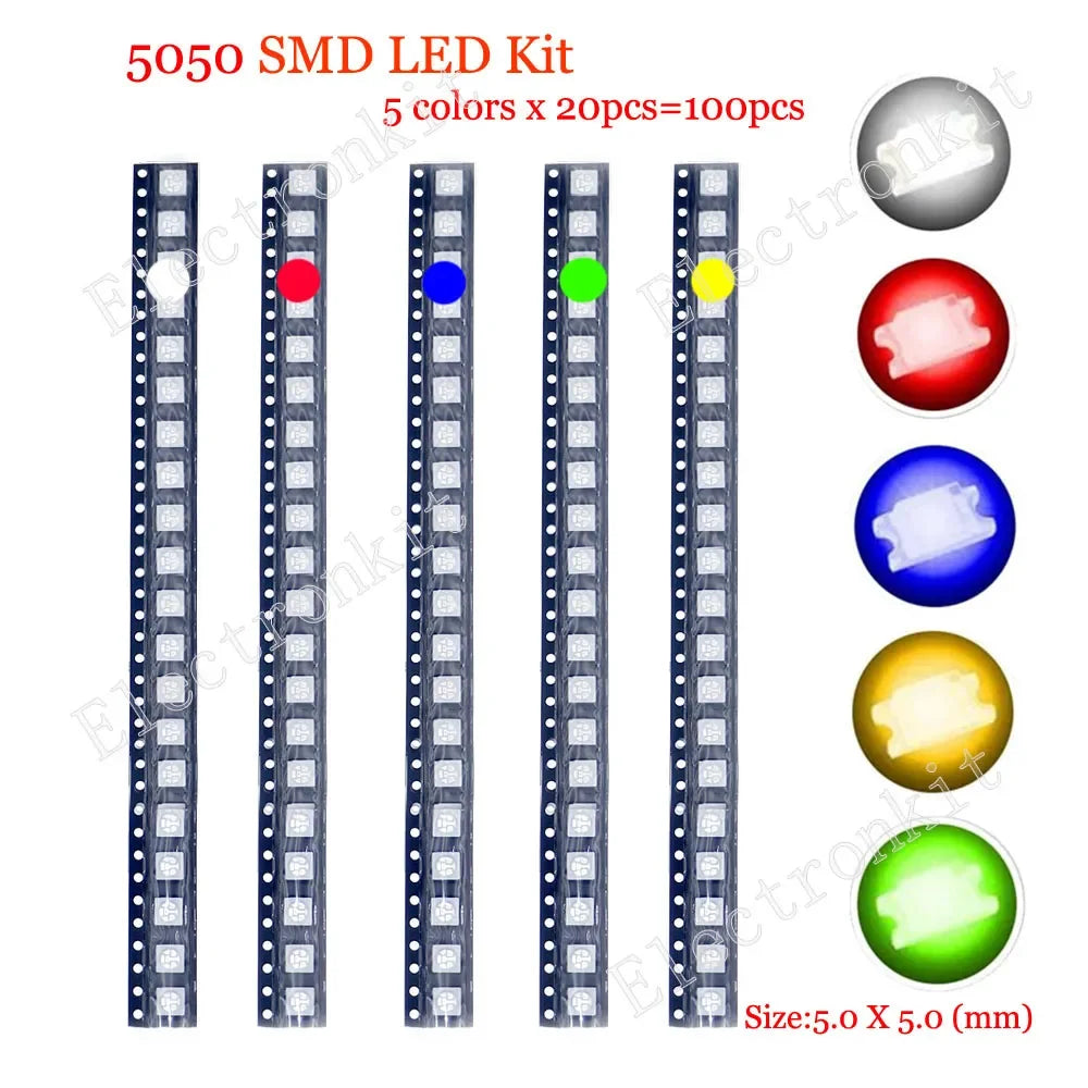 0402 0603 0805 1206 1210 5730 5050 SMD LED Mixed Kit Warm Cool White Red Green Blue Yellow Orange UV Pink Fast flashing