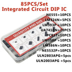 85PCS IC Chip Kit DIP Integrated Circuit NE555 LM324 LM358 ULNN2803 Single Precision Timer DIY Electronic Components Tentacle