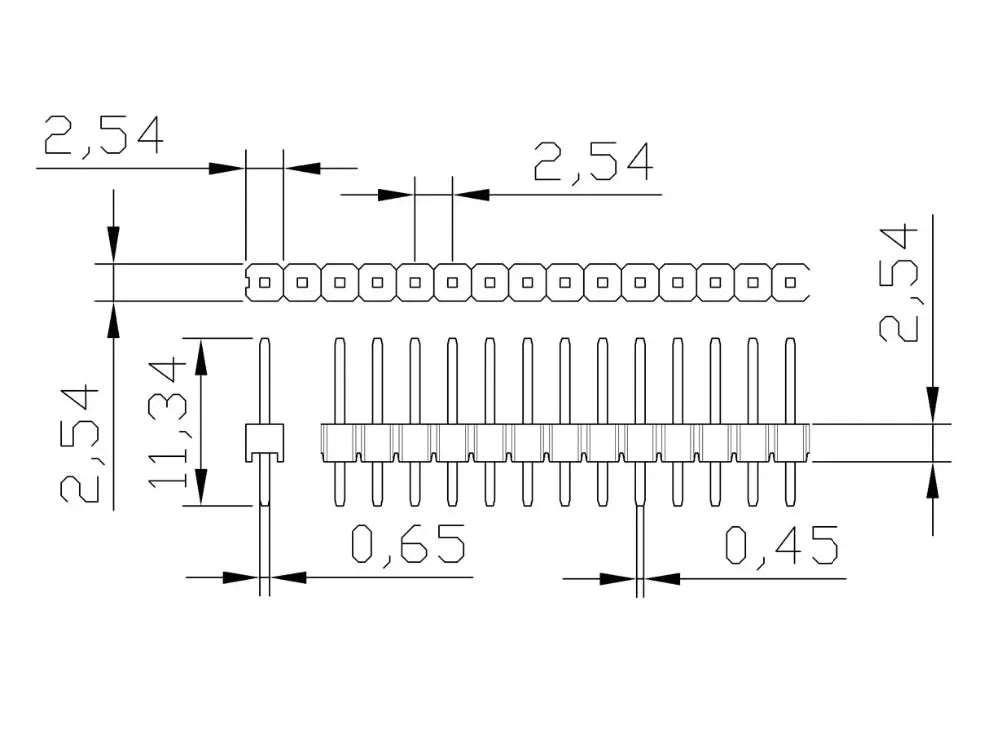 100pcs 2.54mm Single Row 1X40P Cuttable L7.5/9.5/11.4/15/17/19/21/25/30mm Breakaway Stack PCB Board Male Pin Header Connector