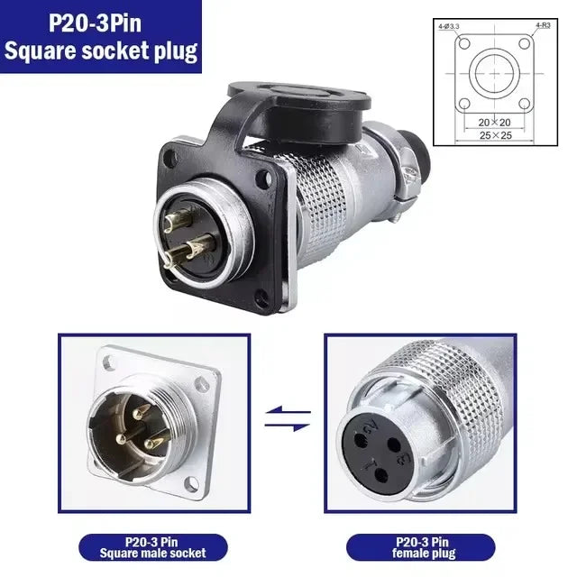 PLS20 Aviation Connector WS20 TP20 Opening Diameter 20mm 2/3/4/5/6/7/8/9/10/12 Pin Male Female Aviation Plug Aviation Socket