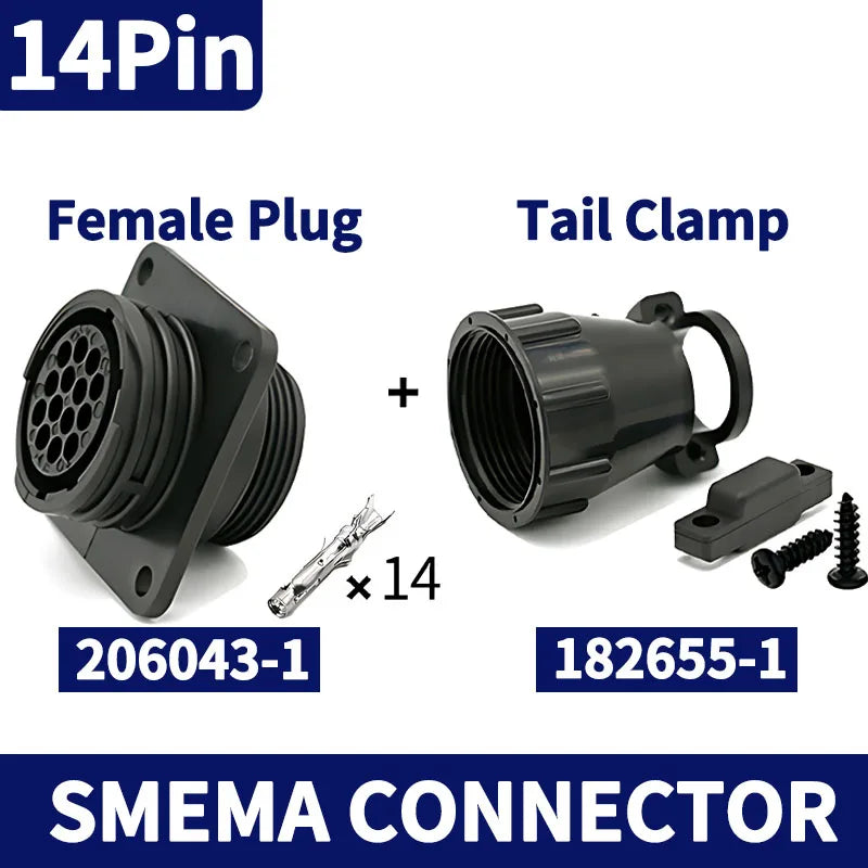 1/5/20/50 Sets TE/AMP Type 4P/9P/14Pin SMEMA Connector Aviation Plug Sheath with Tail Clamp Terminal for SMT Equipment 206043-1