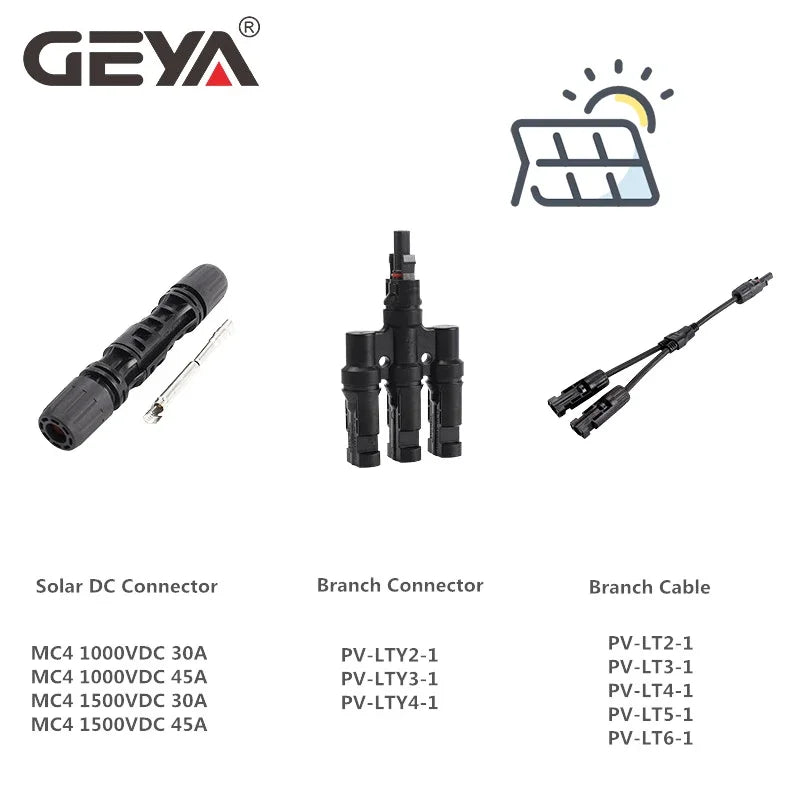 GEYA 5Pairs Solar Connector Male Female 30A 45A Solar Panel Branch Connectors for PV Cable 2.5/4/6mm2 1000VDC 15000VDC
