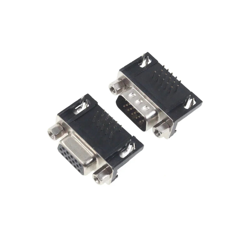 5/10PCS DR15 Female/Male Right Angle Welded D-Sub 15 Pin Connector RS232 Connector 90 Degree Bent Needle DB15