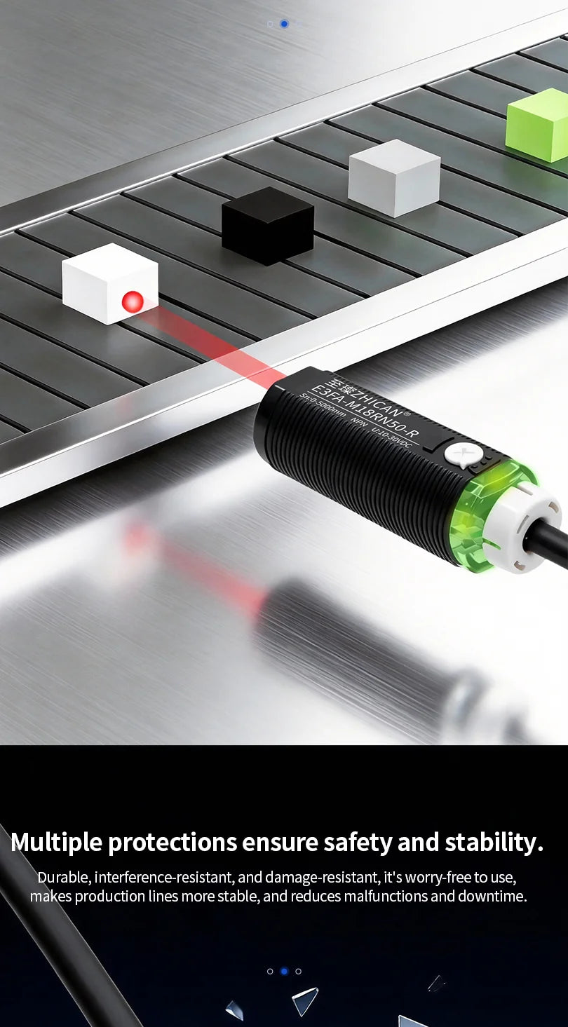 ZHICAN E3FA M18 Cylindrical Photoelectric Sensor Long Range Diffuse Reflective Through Beam Retro Reflective NPN PNP
