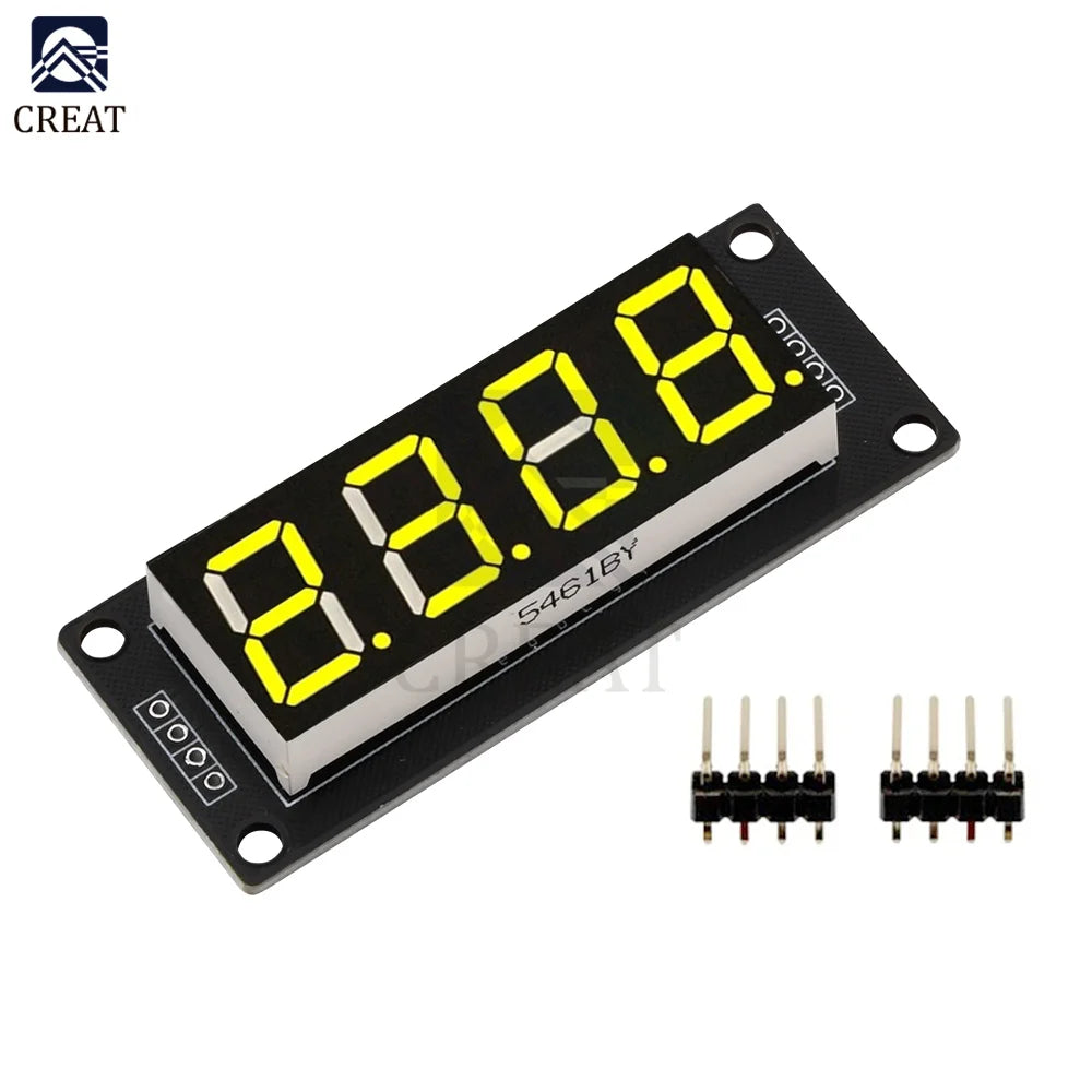 0.56" 4 Bit Digital LED Tube Display Module TM1637 Decimal 7 Segments Tube Display Module Yellow/White/Red/Green/Blue