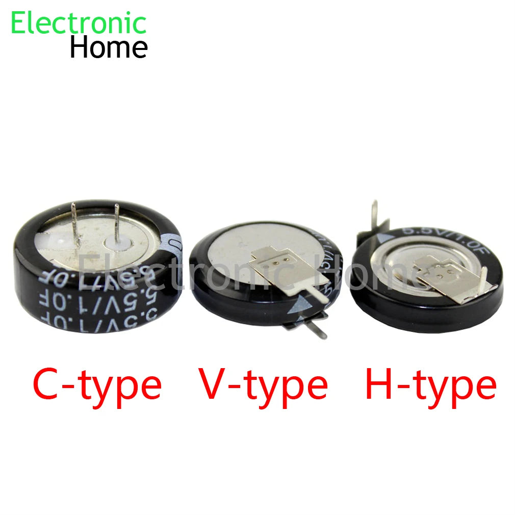 5PCS Button Farad Super Capacitor 5.5V 0.1F 0.22F 0.33F 0.47F 0.68F 1.0F 1.5F 4.0F  H-type V-type C-type  5.5V4.0F 5.5V1.0F