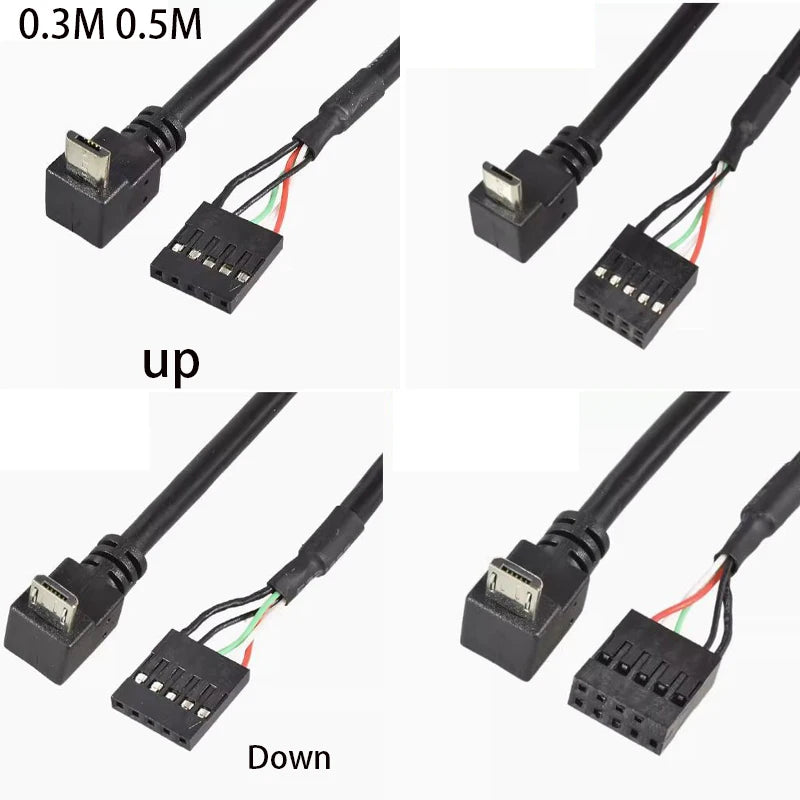 PC Computer motherboard 9P to Micro USB to DuPont 2.54mm 5Pin DuPont USB to Micro USB data Cord Aluminum foil + woven mesh cable