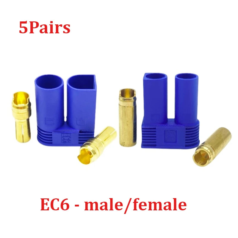 5 Pairs EC2/3 EC5 EC8 connector kit male and female Bullet Gold Plated Banana Plug Be used for RC Model Airplane Connector parts