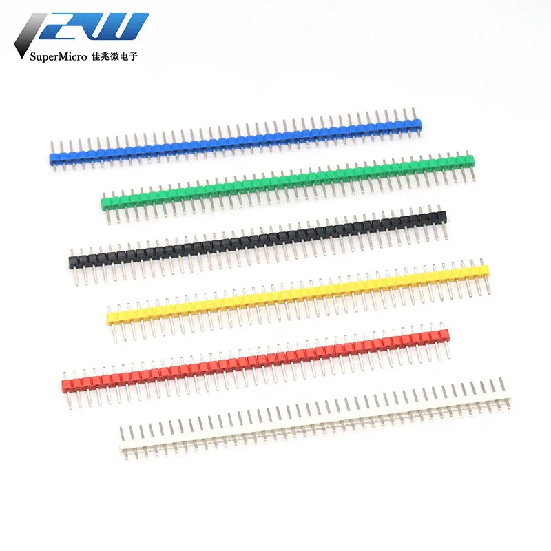10PCS 1X40Pin Breakable Pin Header 2.54mm Single Row Male Header Connector PCB Pin Strip for Arduino Yellow/Green/White/Black