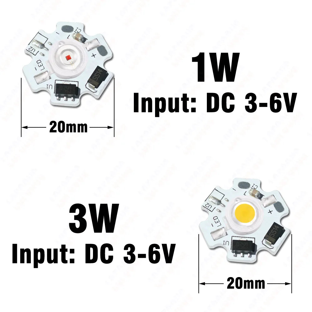 1W 3W 5W Driverless LED COB Chip White Red Green Blue Yellow Purple Full Spectrum 3-6V 8-12V 12-24V 1 3 5 W Watt Light Beads