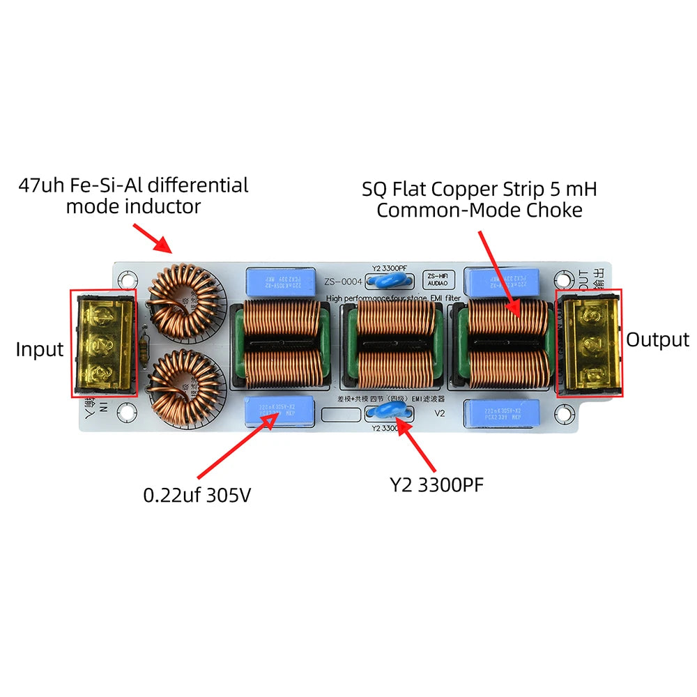 10A AC EMI Filter 110-250V Single-phase EMI Electromagnetic Interference Filter Audio Switching Power Supply Ripple Filter