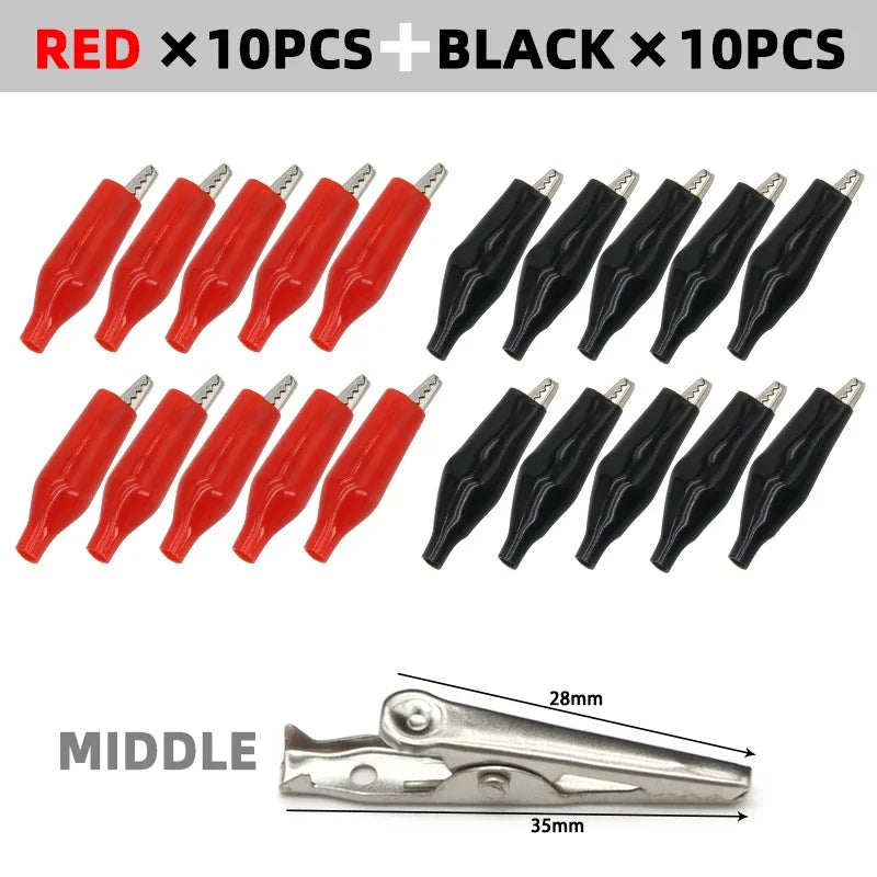 28 35 45mm Metal Alligator Clip G98 Crocodile Electrical Clamps Testing Probe Meter Black Red with Plastic Boot Car Auto Battery