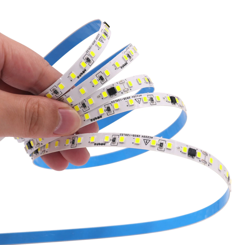 10M 20M 50M/Roll AC 220V 240V LED Strip NO Need Driver IP44 3000K 4000K 6000K 2835 120Leds/M Flexible Ribbon Rope Tape Light