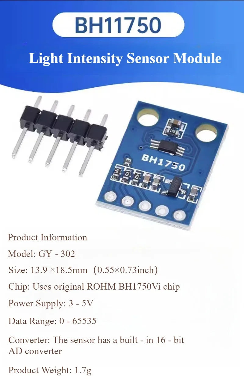 GY 302 BH1750 Digital Light Sensor Module I2C Interface 0 65535 Lux High Precision Illuminance Detection for Arduino ESP32 Smart