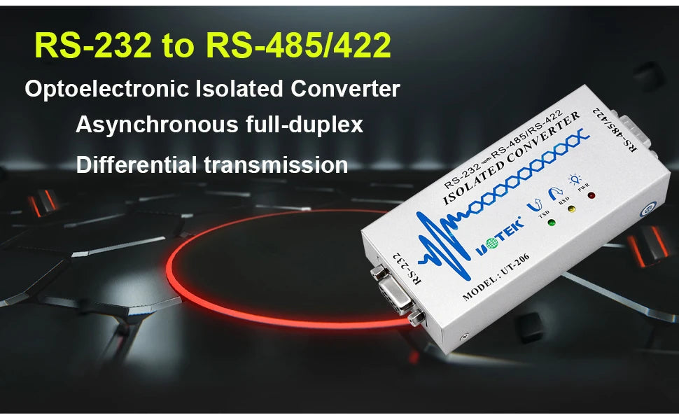 UOTEK RS-232 to RS-485/422 Optoelectronic Isolated Converter NO Delay RS232 RS485 RS422 Adapter UT-206