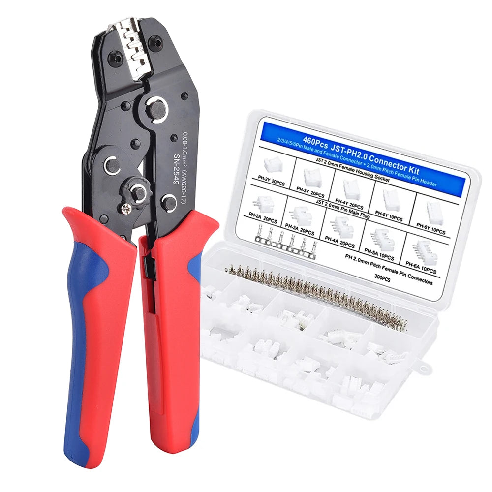 SN-2549 Ratcheting Crimper Tool for Dupont/PH2.0/XH2.54/VH3.96 Terminals, Wire Crimping Pliers Electrical Connector Clamp