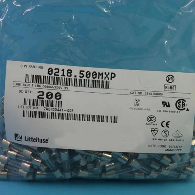20pcs/lot 5*20mm Slow Blow Tube Fuses Glass 250V 32MA ~ 16A 63MA 100MA 500MA T1A 1.6A 4A 10A 15A 5A Fusible 0218001.MXP 5X20MM