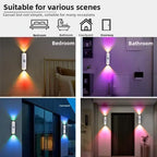 LED Night Light with Motion Sensor RGB Gradient Ambient Light Dimmable Magnetic Stair Lamp for Entryway Bedside Desk Wardrobe