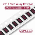 20PCS 2512 SMD Alloy Resistor 2W High Power 1% 1R~10M 4.7R 10R 22R 47R 100R 220R 470R 1K 2.2K 4.7K 10K 47K 100K 220K 470K 1M Ohm