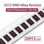 20PCS 2512 SMD Alloy Resistor 2W High Power 1% 1R~10M 4.7R 10R 22R 47R 100R 220R 470R 1K 2.2K 4.7K 10K 47K 100K 220K 470K 1M Ohm
