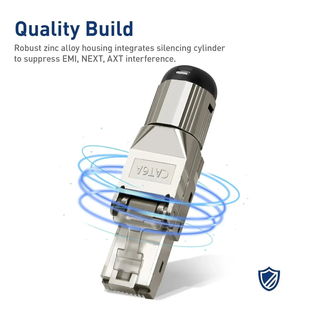 Tool-Free Cat8 Cat7 Cat6A RJ45 Connector Toolless Shielded Reusable Termination Plugs Shielded Ethernet for Ethernet Cable