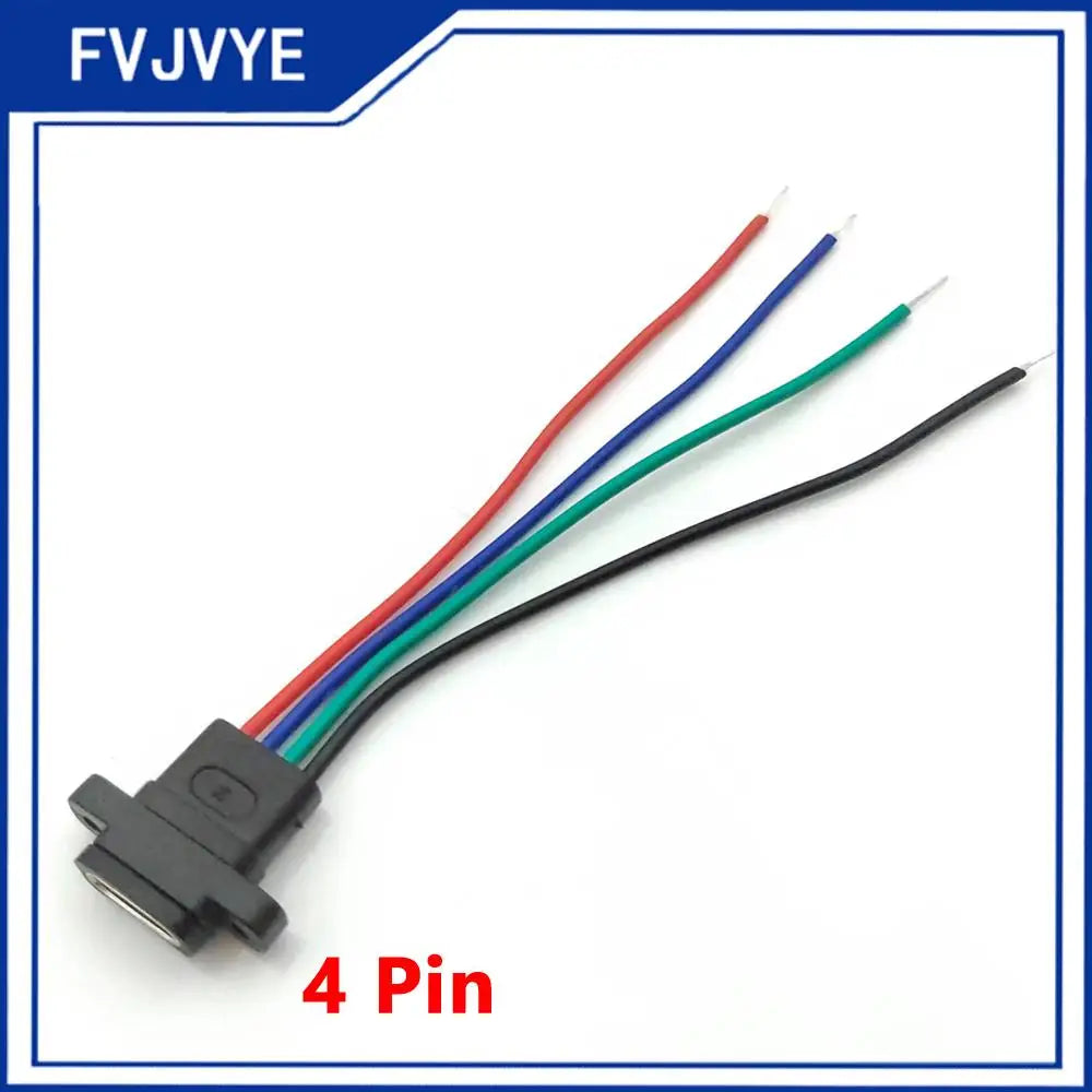 Type C 4 Pin Waterproof Female USB C 4 Core Socket Port With Screw Hole Fast Charge Charging Interface Connector With Cable A2