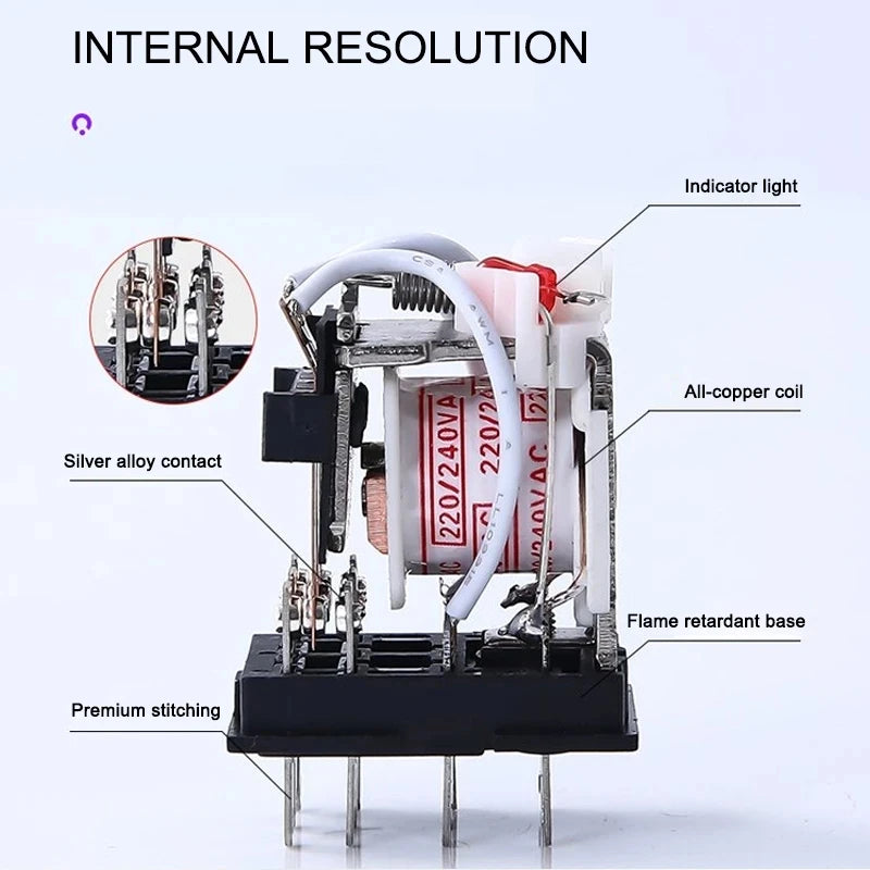 2PCS Miniature Coil General Electromagnetic Intermediate Relay Switch HH52P 53P 54P 62P 63P LED 12/24VDC 110/220VAC