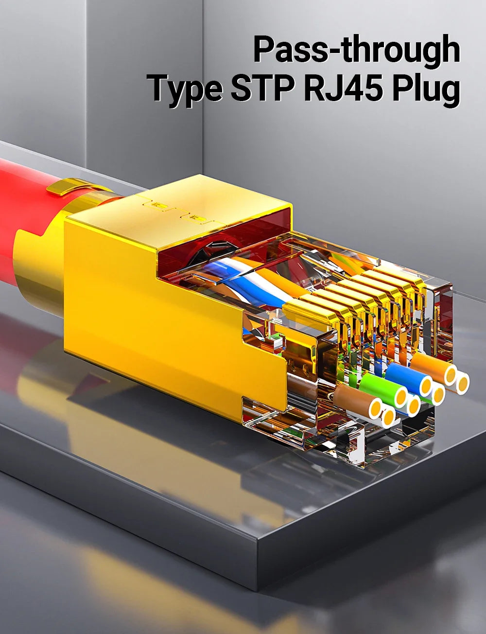 AMPCOM CAT7 RJ45 Connector, Pass Through CAT6A RJ45 Ethernet Plug for CAT 7 Solid or Stranded Network Cable with 1.5mm Load Bar