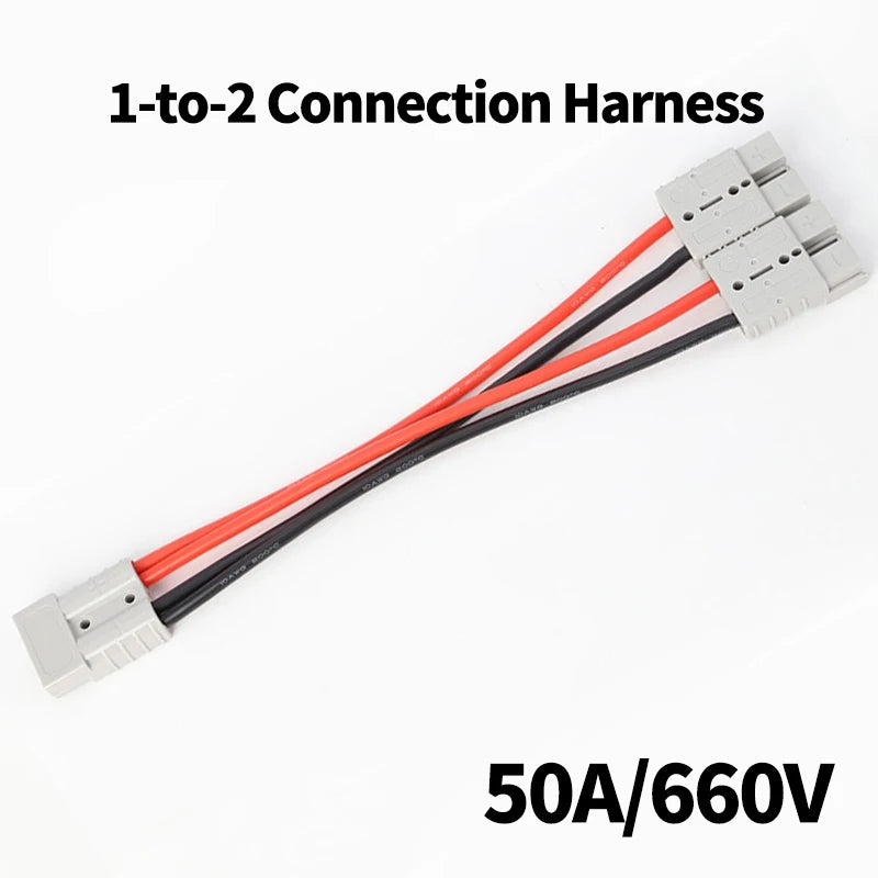 1pc Adapter 50A For Anderson Plug Connector Double Y Adapter 4mm Car Cable 4 Square Wires 30cm For Forklifts Stackers Vehicles