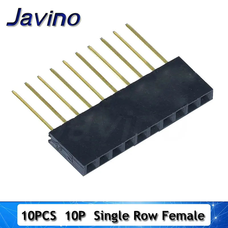 10PCS 2.54mm Single Row Female Long pins 11mm Breakaway PCB Board Pin Header socket Connector 1*2/3/4/6/8/10/15Pin For Arduino