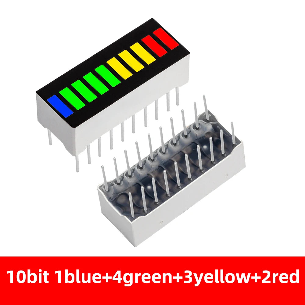 Super Bright 5/8/10/12/20 Segments LED Bar Module - Battery Level Indicator with Red/White/Blue Multicolor Options