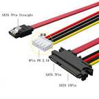 XH2.54&PH2.0 SATA Female Combo 7+15 Pin Data Cable And Power To SATA 7Pin+4 Pin Molex Serial ATA Lead Cable Power Adapter 30cm