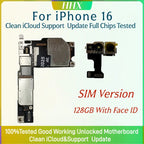 512GB Mainboard Clean ICloud With System For iPhone 16 256GB Logic Board 128GB Full Function Support Update Face ID Motherboard
