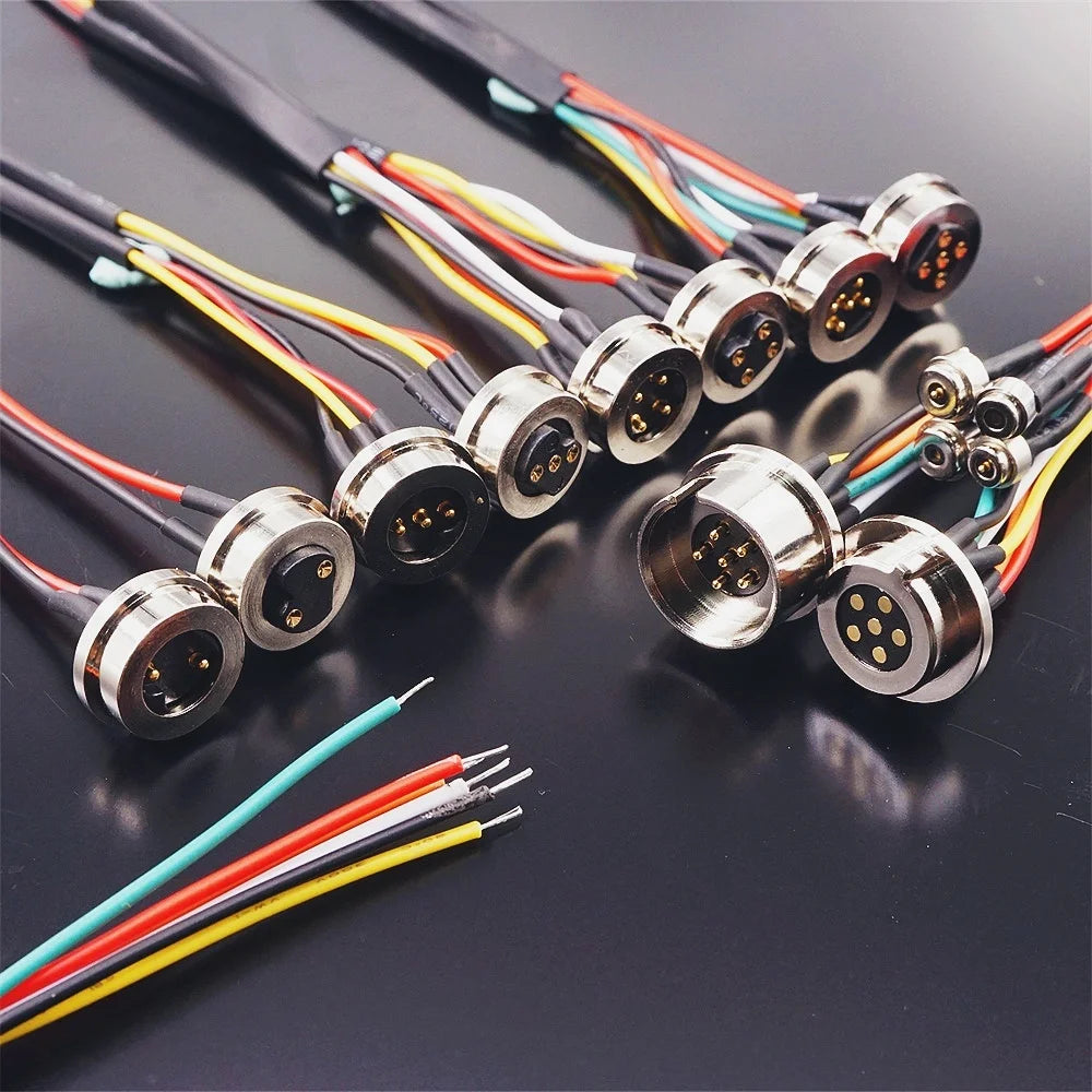 Magnetic Circular PogoPin Connector 2A Male Female Metal Spring Loaded 1/2/3/4/5/6 Pin DC Power Charger Wire JST SM Gold Plated