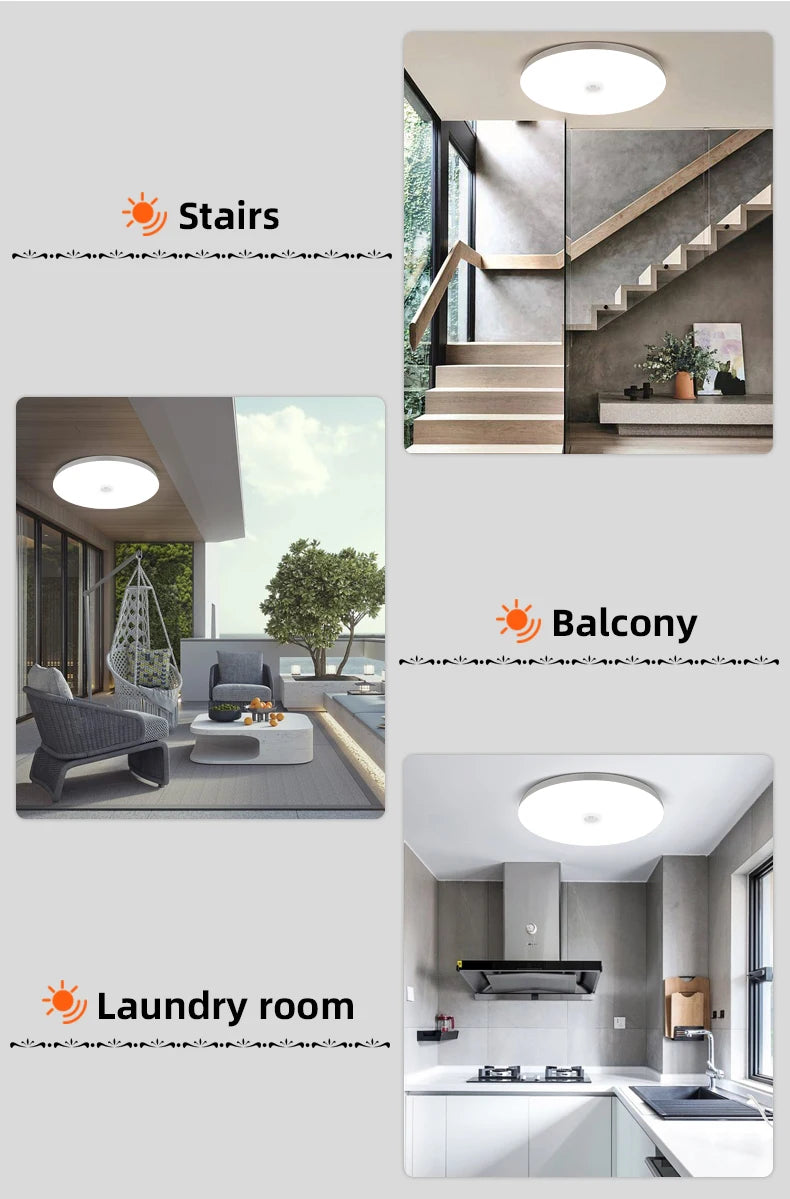 Led Motion Sensor Light 85-220V Ceiling Lamp For Home Corridor Stair Veranda Living Room Bedroom Rader Sensor Smart Night Light