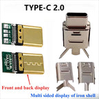 5pcs/Lot 4Pin USB Type-C Gold-plated Male Plug USBC DIY Self-repair Welding Charging Data Line Parts Type C Connector for Phone