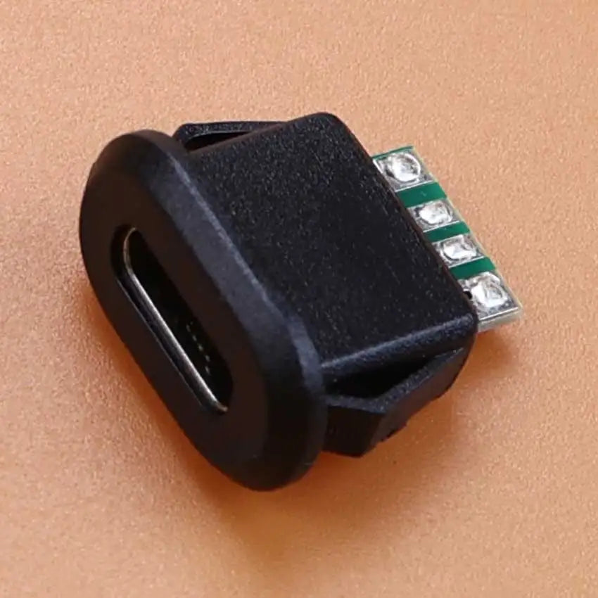 6Pin Type-C USB Waterproof Connector USB-C Direct Compression Welding Wire Type Female Socket Charging Port Tail Plug Interface
