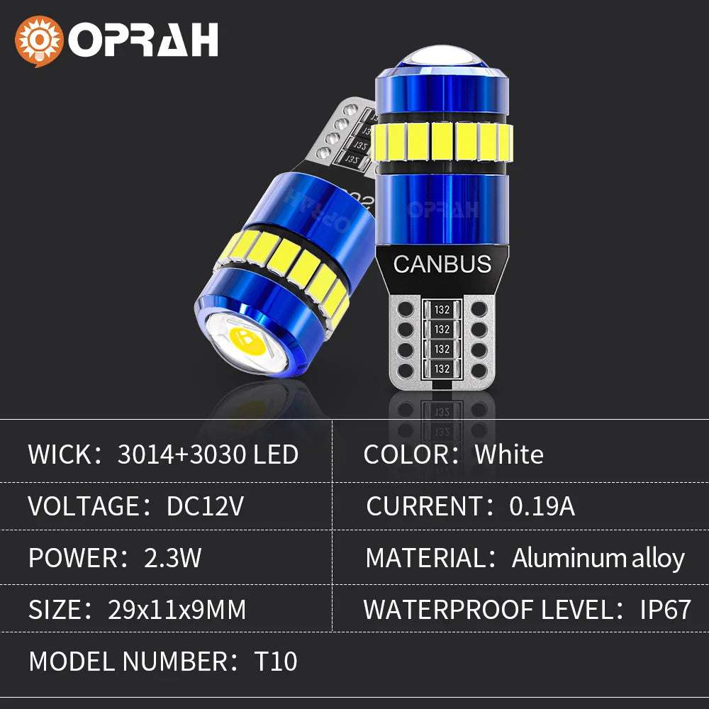 2PCS T10 W5W LED CANBUS No Error Clearance Car Interior Reading Door Trunk License Plate Lamp  6000K White 3030 SMD For BMW Audi
