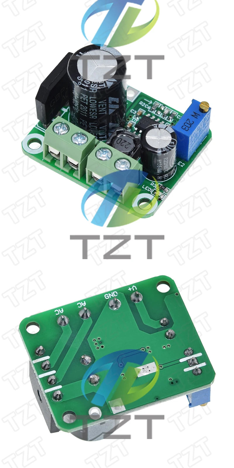 TZT AC-DC Buck Step-down Converter Adjustable Power Supply Module 2A AC 5-20V DC 5-32V Output 3.3-18V Regulated Rectifier Filter
