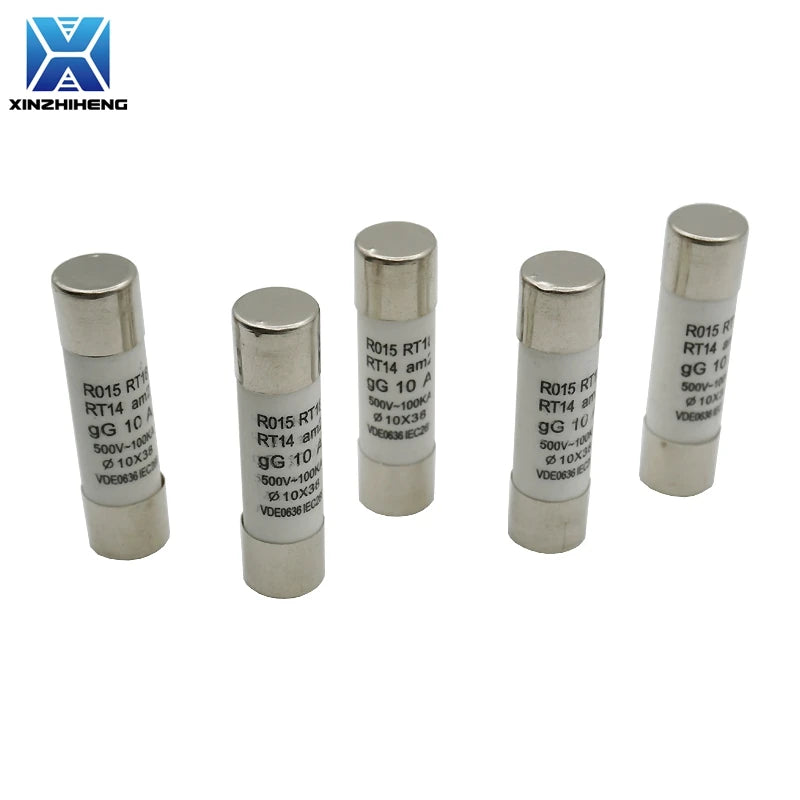 5-20pcs RO15 10*38mm Ceramic Fuse 10x38mm 500V 500MA 0.5A 1A 2A 3A 4A 5A 6A 8A 10A 16A 20A 25A 32A For RT14 RT18 Fuse Holder
