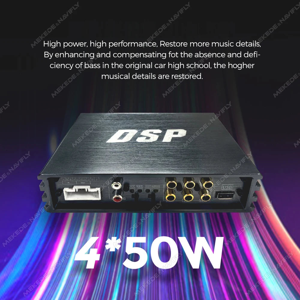 MEKEDE&NAVIFLY 4*50W Car DSP Amplifier Intelligent Car Audio System Universal Car Radio Digital Audio Processor Stereo Amplifier