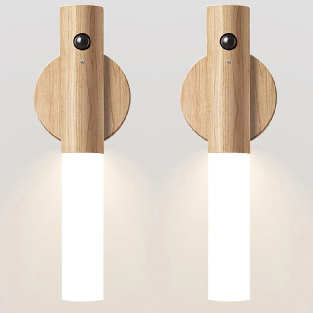 Rechargeable Wall Sconces Magnetic Wall LightsNight Light Motion Sensor Night Lights Wooden Wall Lighting for Bedroom Stair