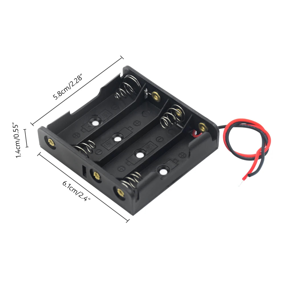 1X 2X 3X 4X AA Power Battery Storage Case Holder Socket DIY UM3 1.5V Dual AA LR6 Container Wt Lead Cables Switch Cover Optional