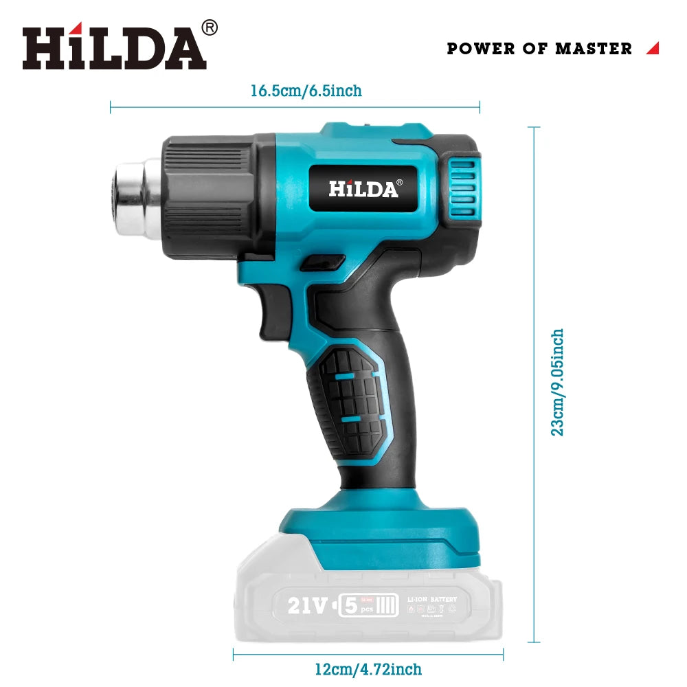 HILDA Handheld Hot Air Gun Adjustable Temperature Non-adjustable Temperature Portable for Makita 21V Battery Electric Heat Gun
