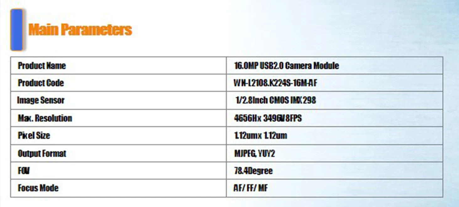 16MP HD IMX298 AF/FF USB2.0 Camera Module with Digital Mic 8FPs for 3D Scanning Face Recognition Machine Vision