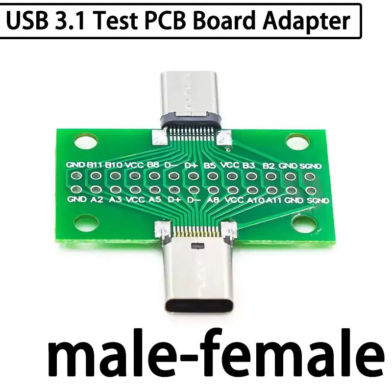Type-C Male to Female USB 3.1 Test PCB Board Adapter Type C 24P 2.54mm Connector Socket For Data Line Wire Cable Transfer